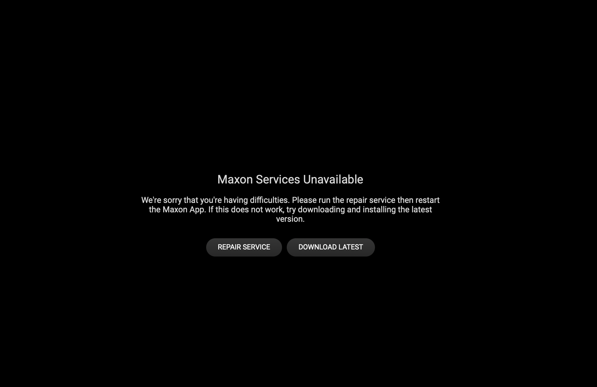 Maxon plugin service error example