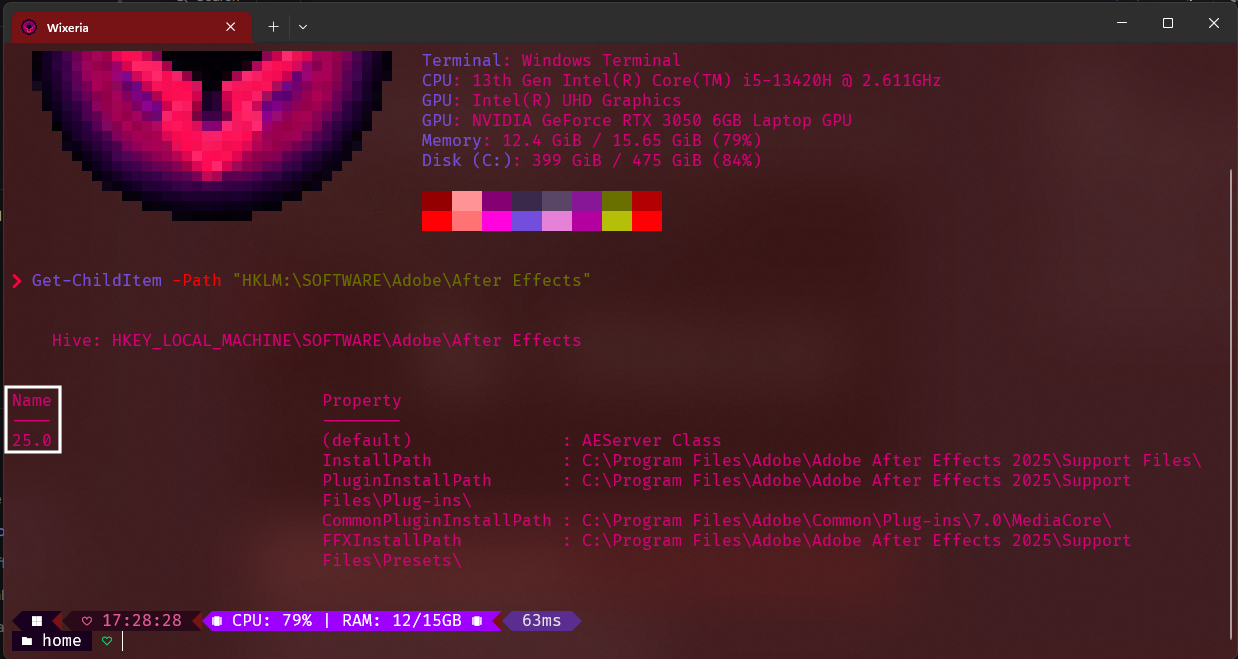 PowerShell After Effects version example